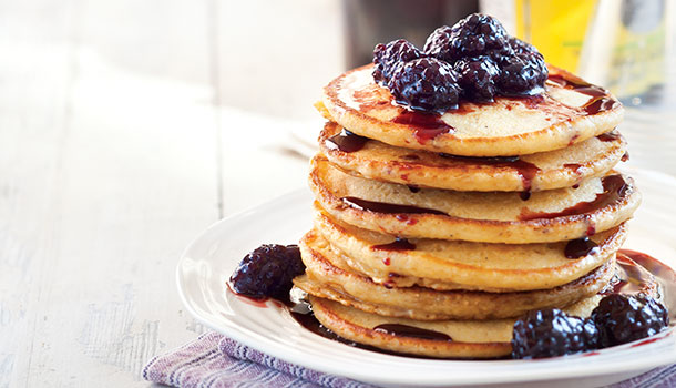 Saturday Pancakes with Blackberry  Steen’s Syrup