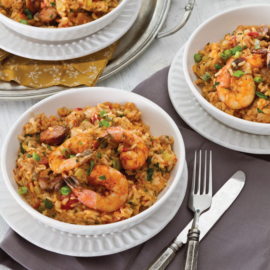 Chicken, Andouille, and Shrimp Jambalaya
