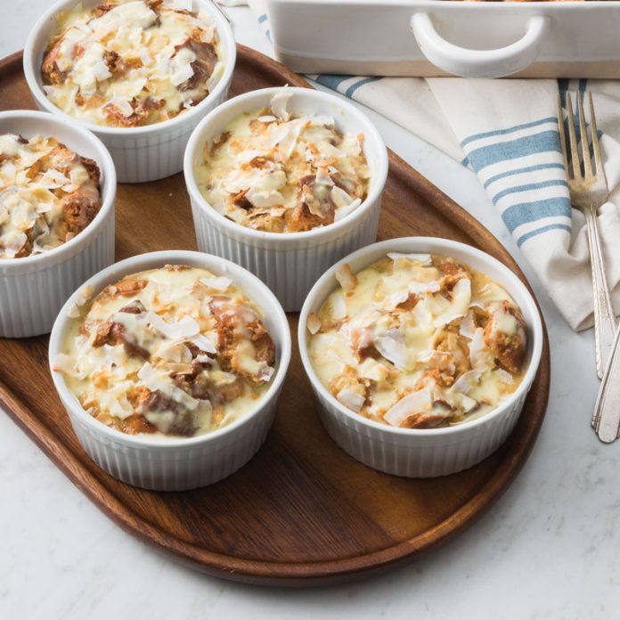 coconut tres leches bread puddings