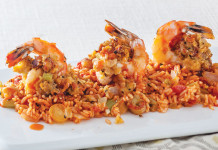 Crawfish-Stuffed Shrimp with Creole Rice