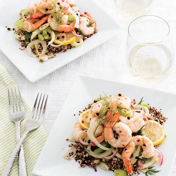 Pickled Shrimp With Red Quinoa And Couscous Salad  