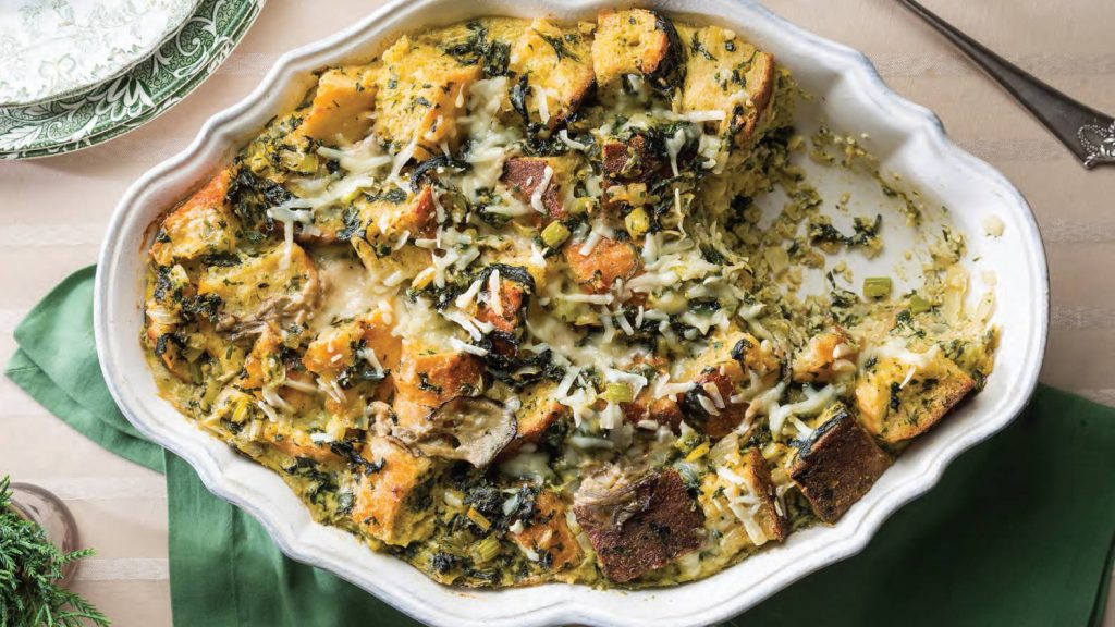 Oysters Rockefeller Bread Pudding