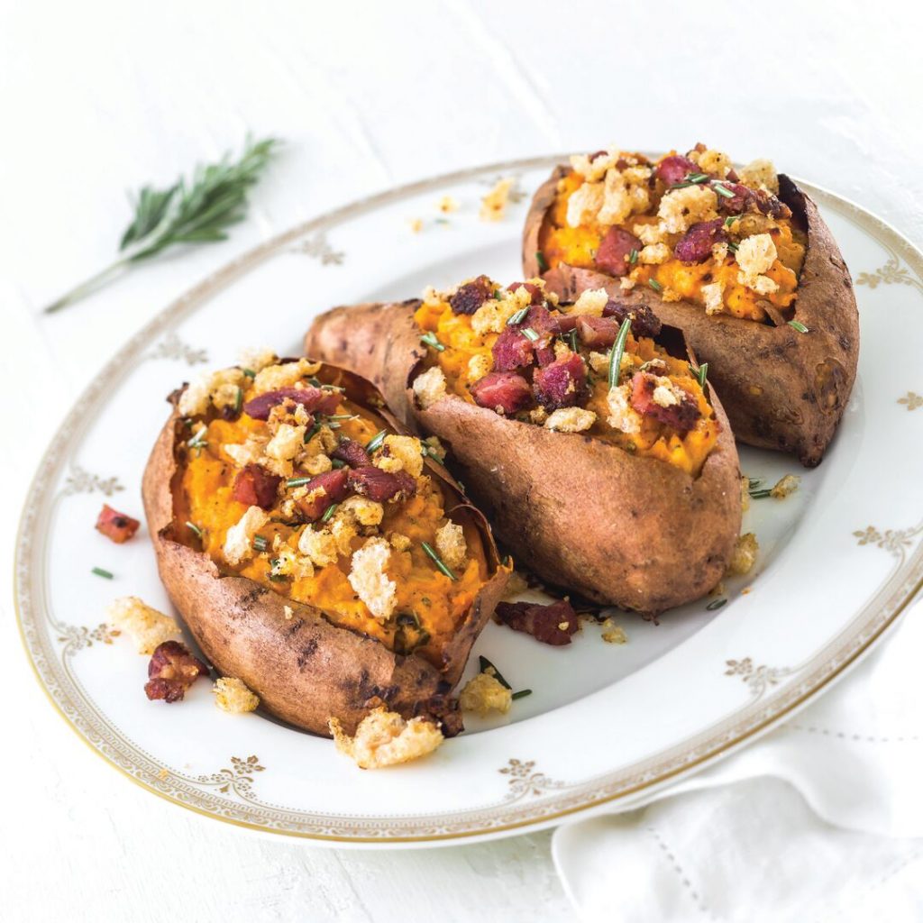 Cracklin' Tasso Twice-Baked Sweet Potatoes