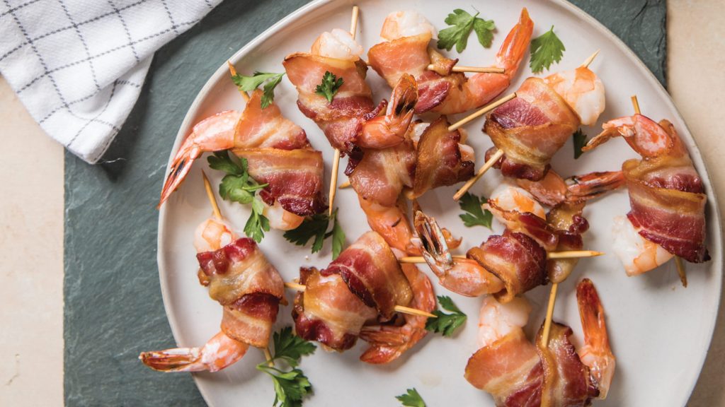 Bacon-Wrapped Shrimp with Creole Mustard Dip