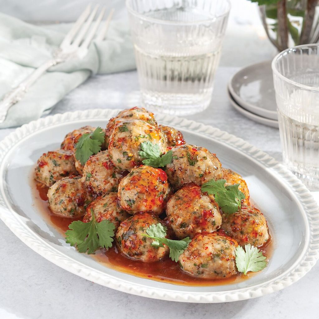 Shrimp & Pork Meatballs with Pepper Jelly Glaze