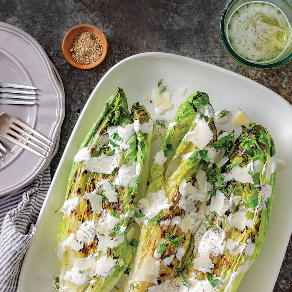 Grilled Romaine Salad with Buttermilk Herb Dressing