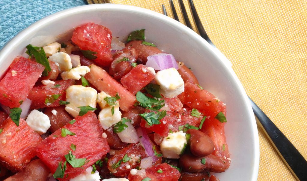 Watermelon, Red Bean & Feta Salad