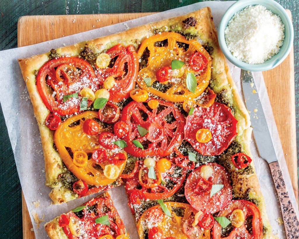 Tomato and Garden Pesto Tart