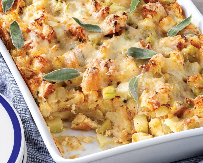 Cheesy Mirliton Bread Pudding