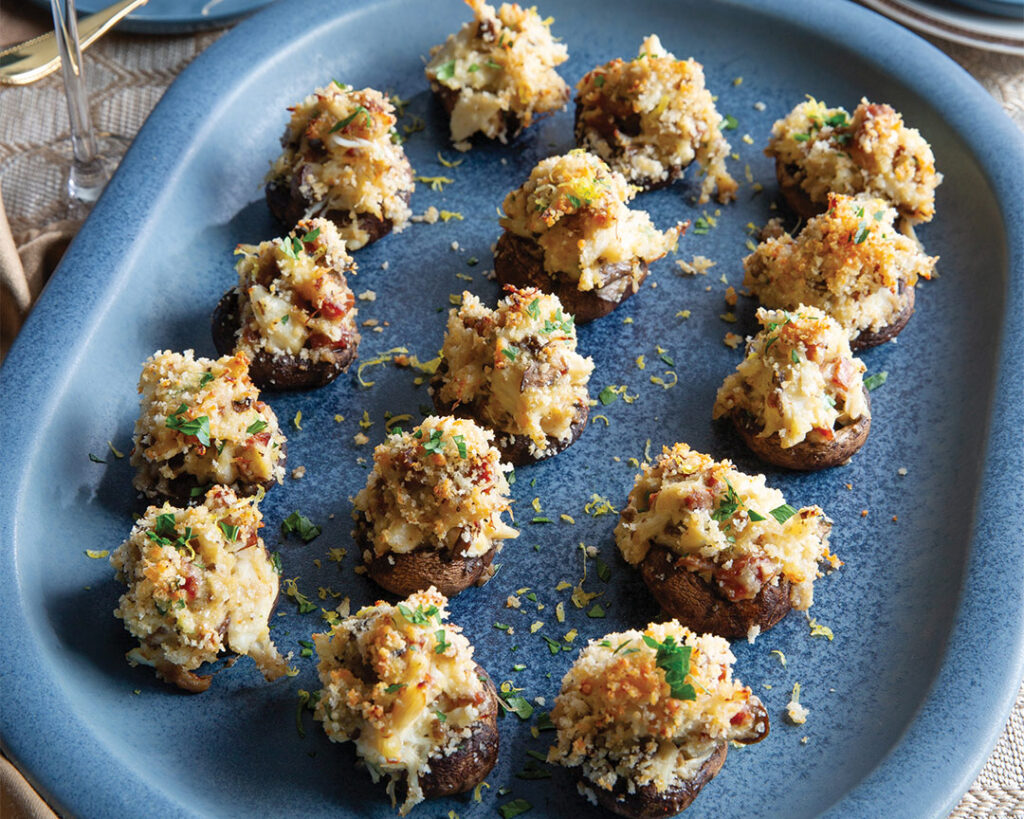 Crab- and Andouille-Stuffed Mushrooms