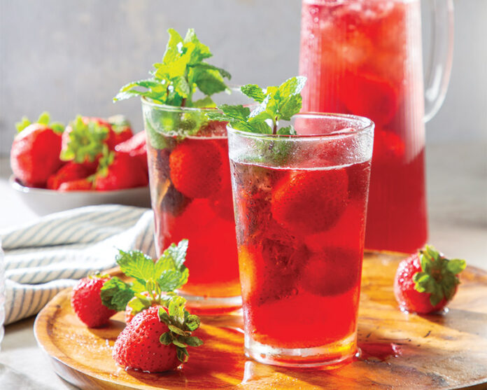 Mint and Rose Strawberry Tea