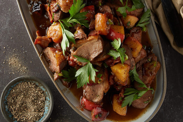 Indulge in this tantalizing Louisiana dish that utilizes one of our favorite ingredients: duck! While we used farm-raised duck in this recipe, Chef Jean-Paul enjoys duck hunting and wild duck makes for an incredible addition. This duck is plated with apples and herbs.