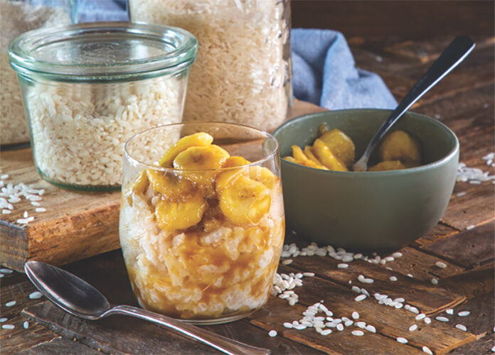 Ignite your taste buds with our Bananas Foster Baked Rice Pudding! All the flavor favorites of bananas foster are infused in this oven-baked rice pudding, creating a dessert that's both comforting and exciting. 