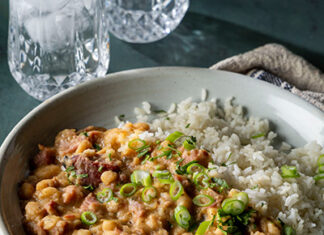 White Beans and Rice If you’ve got pepper vinegar on hand—that’s vinegar with spicy peppers in it, not hot sauce—that’s a great condiment for Chef Jean-Paul’s White Beans and Rice.