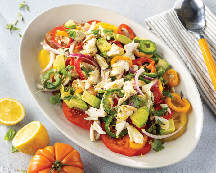 Lemony Crab Salad over Sliced Heirloom Tomatoes