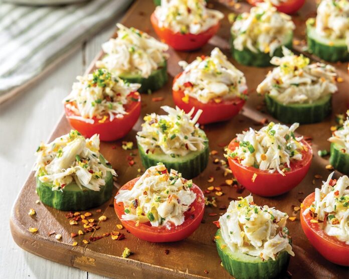 Crab Salad-Stuffed Tomatoes and Cucumbers
