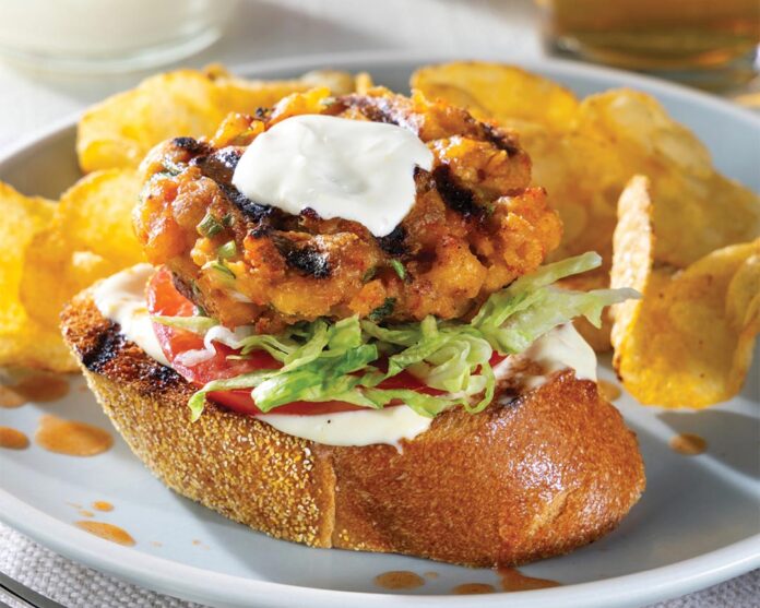 Grilled Crawfish Burgers with Lemon Sauce