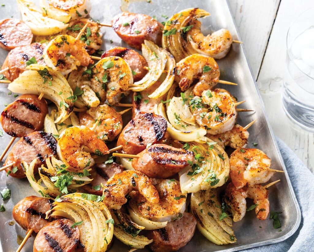 Grilled Shrimp-and-Sausage Skewers