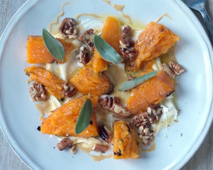 Ember Roasted Sweet Potatoes with Whipped Cane Syrup and Toasted Pecans