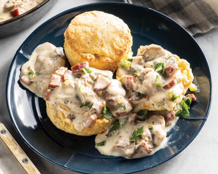 Cornmeal Biscuits with Oyster Gravy