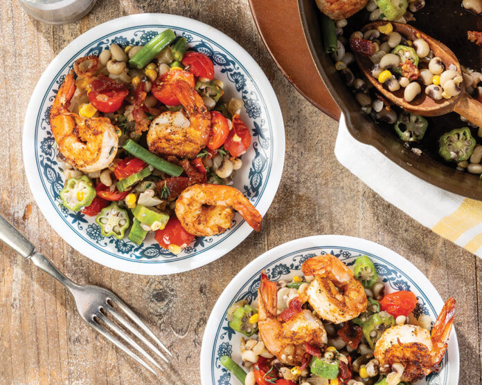 Field Pea Succotash with Blackened Shrimp