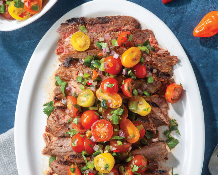 Grilled Flank Steak with Fresh Tomato-Chile Salsa