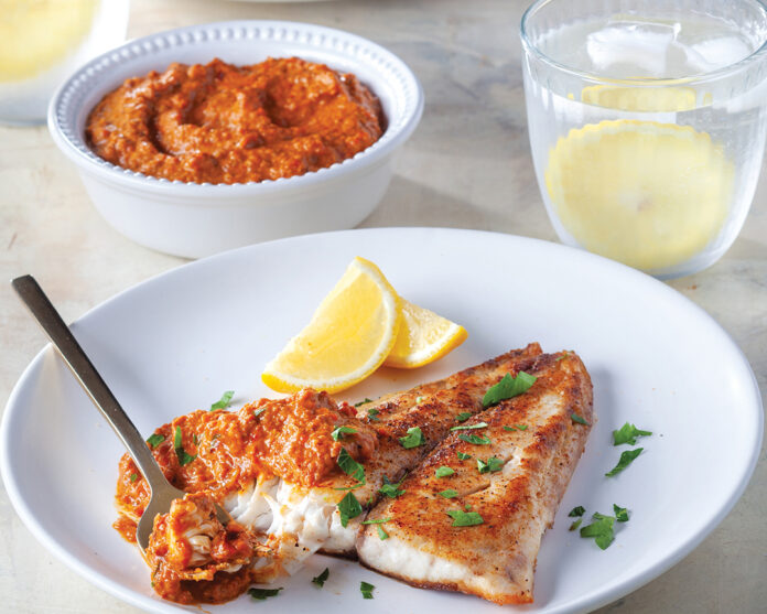 Pan-Seared Redfish with Romesco Sauce