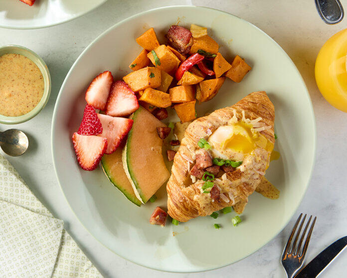 Cheesy Andouille Breakfast Croissants