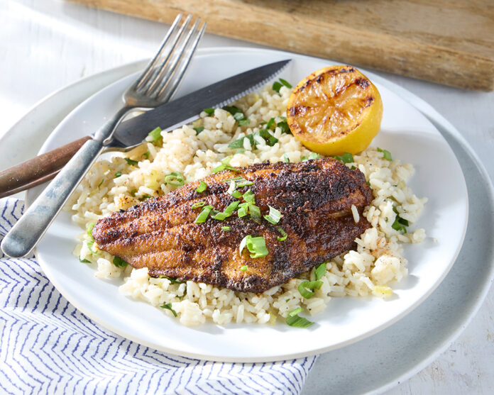 Blackened Catfish with Green Onion Rice