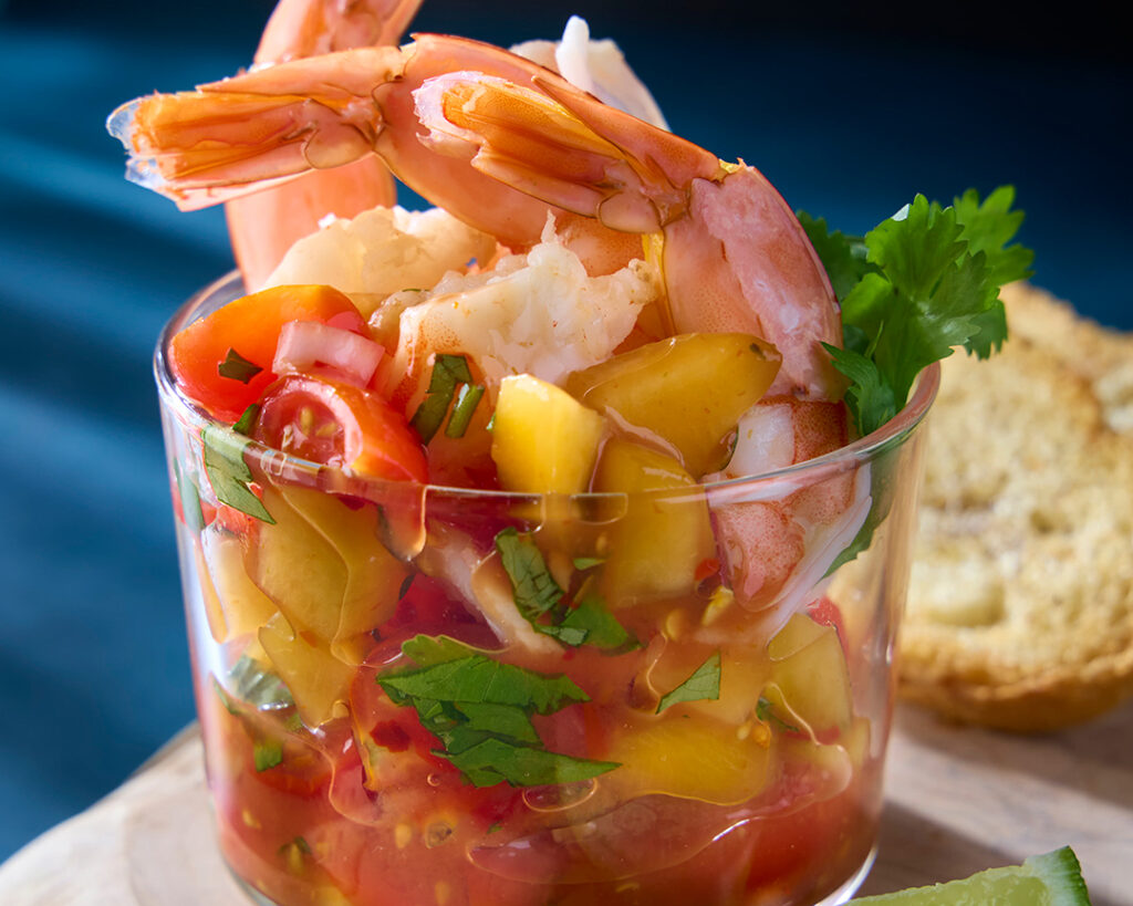 Tomato-Peach Shrimp Cocktail