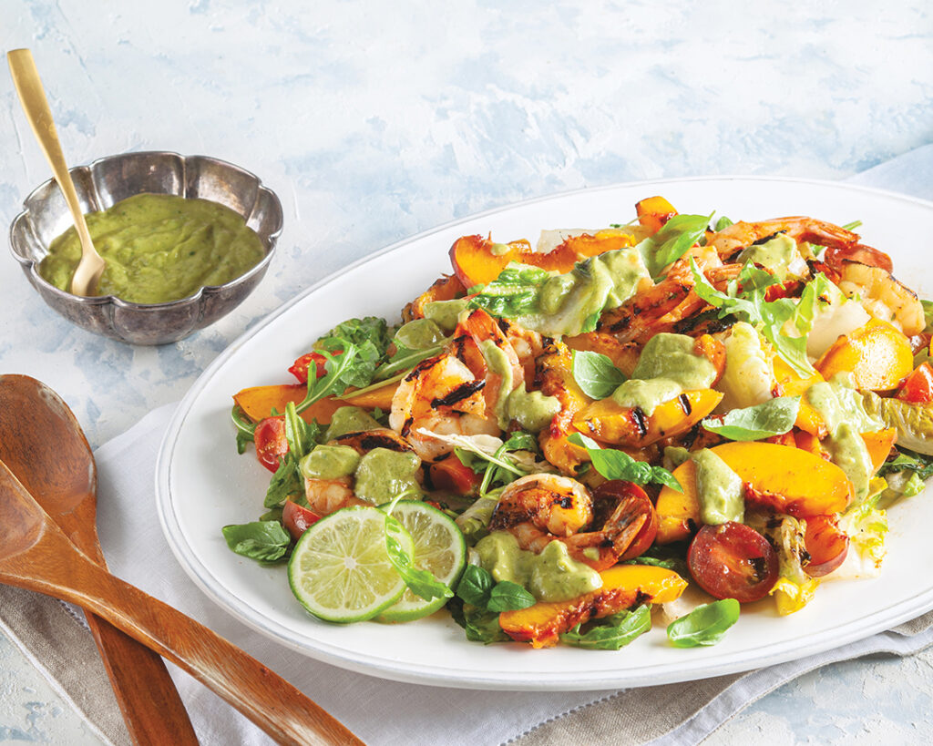Grilled Shrimp and Peach Salad
