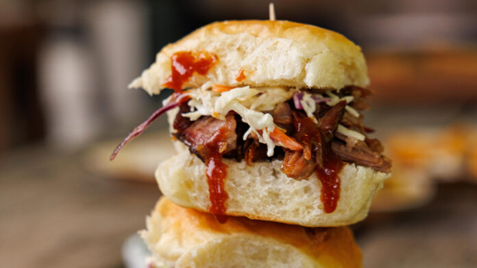 Pulled Pork Sliders with Slaw and Blackberry BBQ Sauce