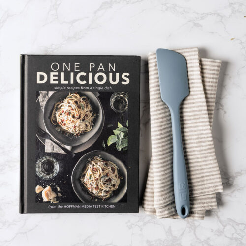 Simply Delicious Bundle - Louisiana Cookin' Transform your cooking routine with this thoughtfully curated bundle featuring the One Pan Delicious cookbook, the GIR Ultimate Slate Spatula, and LinenCasa linen hand towel. One Pan Delicious Bundle