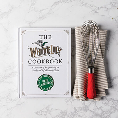 Mix, Make, and Master Bundle - Louisiana Cookin' Master the art of Southern baking with The White Lily Cookbook, professional-grade GIR Red Whisk, and elegant linen hand towel—everything you need for authentic biscuits, cornbread, and cherished family recipes. White Lily Bundle