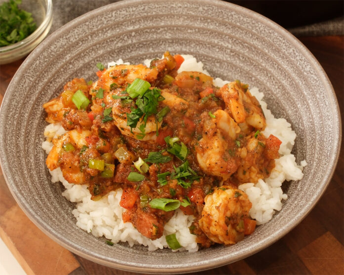 Spicy Smothered Shrimp
