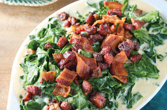 Creamy Collards with Crispy Tasso