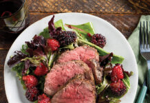 Loin of Venison with Blackberries over Mixed Greens Loin of Venison with Blackberries over Mixed Greens