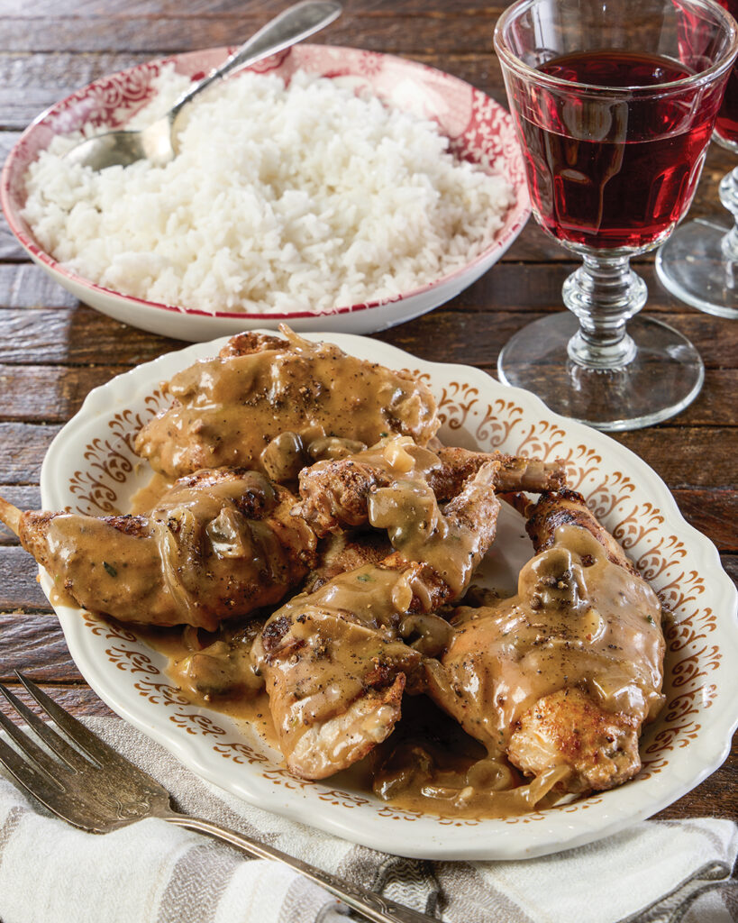 Smothered Rabbit with Rice
