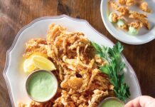 Crispy Fried Onions and Crawfish Tails Crispy Fried Onions and Crawfish Tails