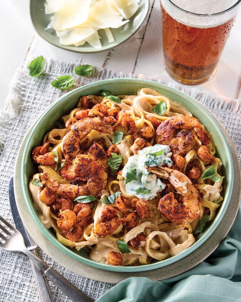 Spicy Blackened Crawfish and Shrimp Pasta