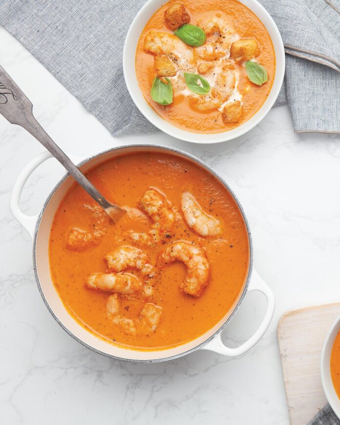 Creamy Tomato Soup with Shrimp
