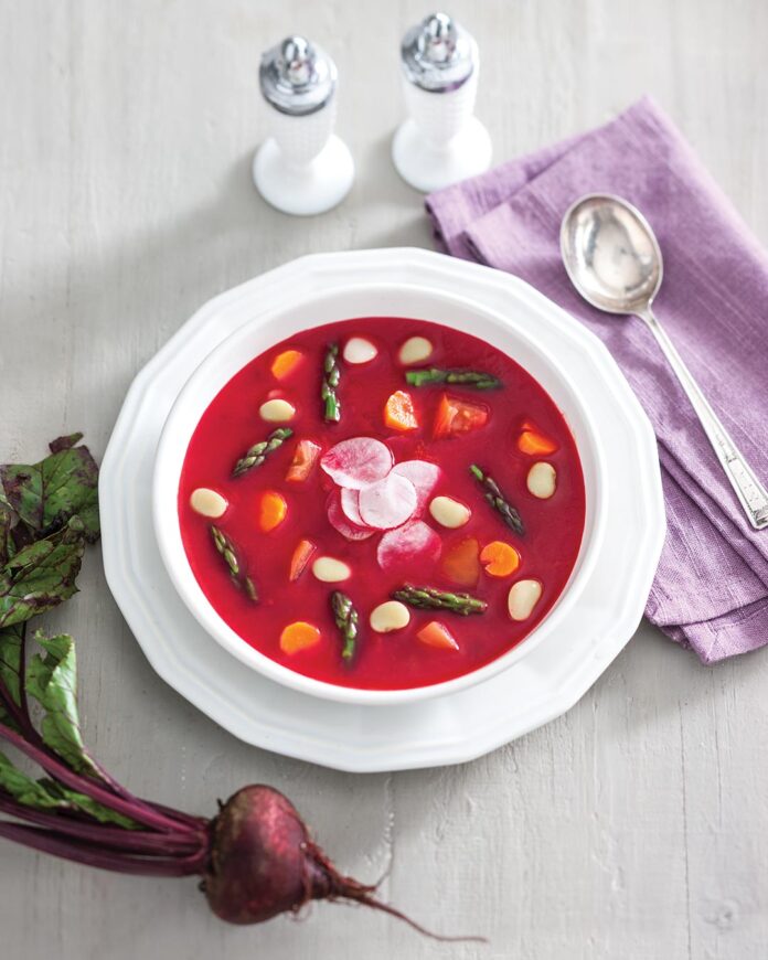 Tomato-Beet-Spring Vegetable Soup