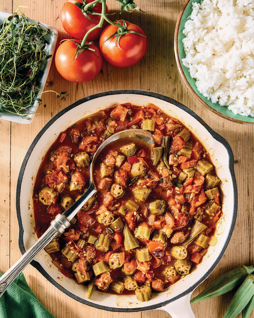 Stewed Okra, Tomatoes, and Tasso